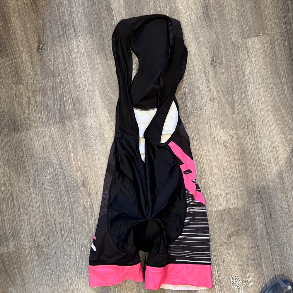 Women's Black and Pink Cycling Bib Shorts